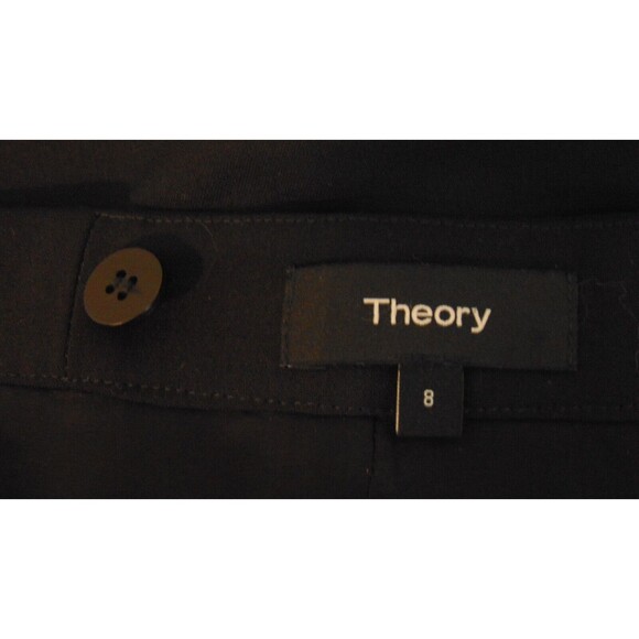 Theory Black Wool Blend Pencil Skirt Womens Size 8 Career Knee Lined Slit - Picture 5 of 7